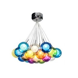 Lámpara colgante moderna de vidrio coloreado con forma de globo de burbujas y 19 luces