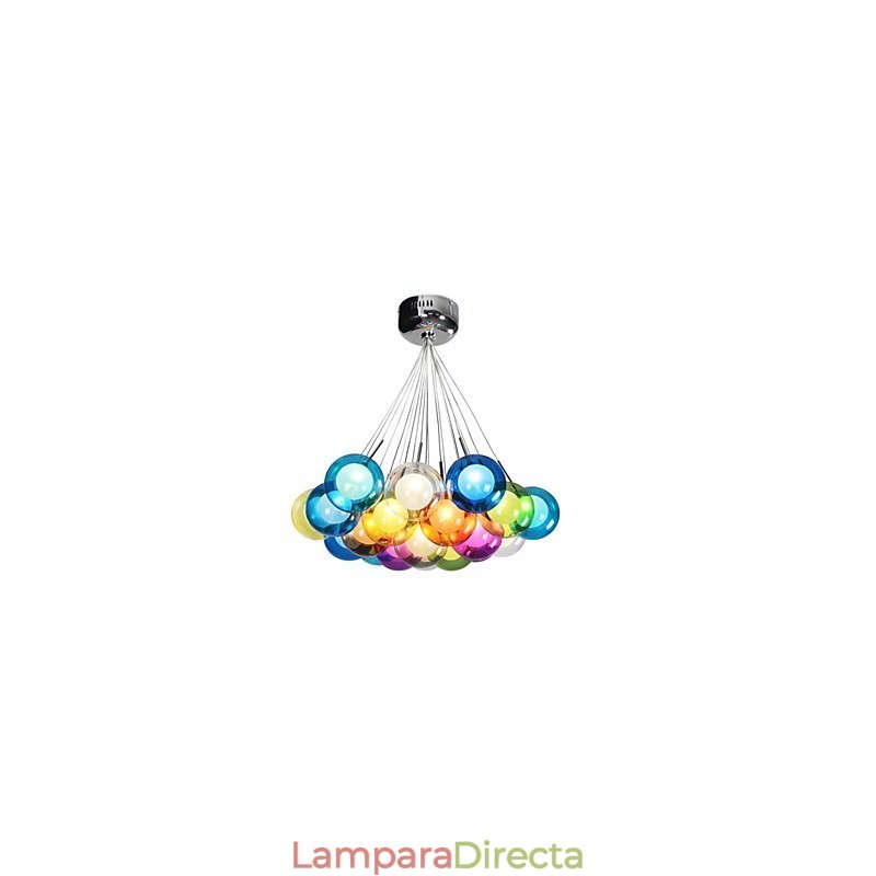 Lámpara colgante moderna de vidrio coloreado con forma de globo de burbujas y 19 luces