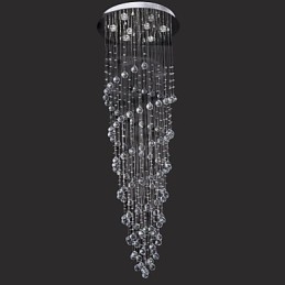 Lámpara de techo moderna contemporánea de metal cromado y cristal