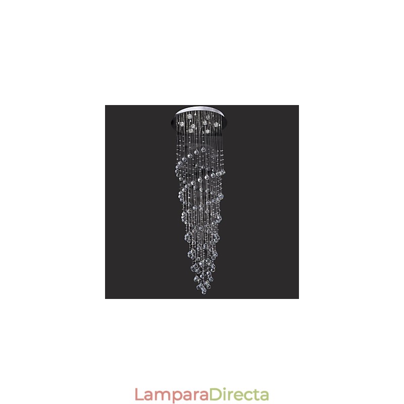 Lámpara de techo moderna contemporánea de metal cromado y cristal