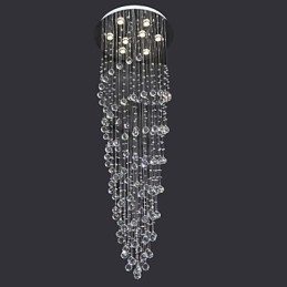 Lámpara de techo moderna contemporánea de metal cromado y cristal