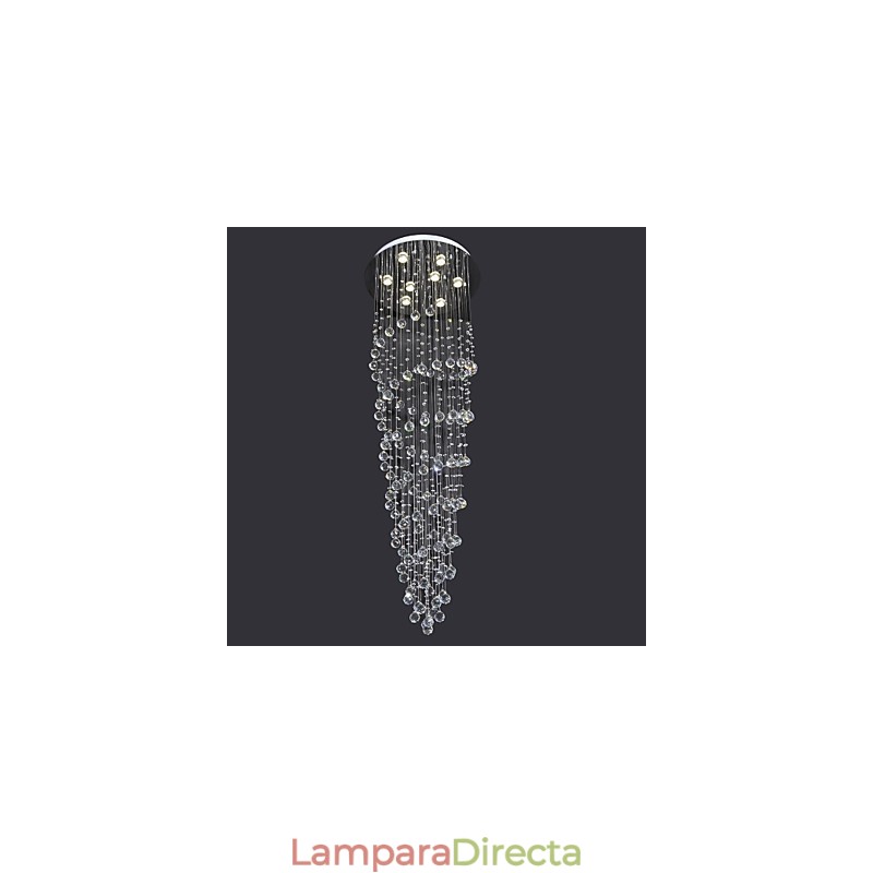 Lámpara de techo moderna contemporánea de metal cromado y cristal