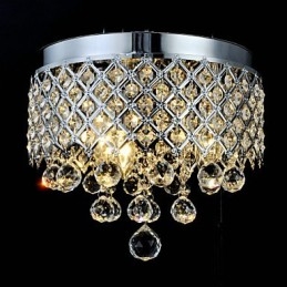 Lámpara empotrada clásica tradicional de metal cromado y cristal