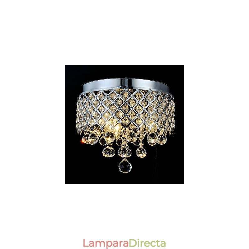 Lámpara empotrada clásica tradicional de metal cromado y cristal
