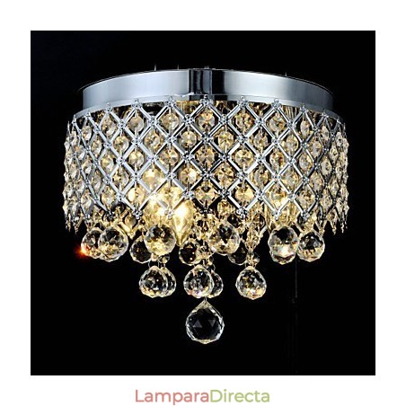 Lámpara empotrada clásica tradicional de metal cromado y cristal Lámpara empotrada clásica tradicional de metal cromado y cristal