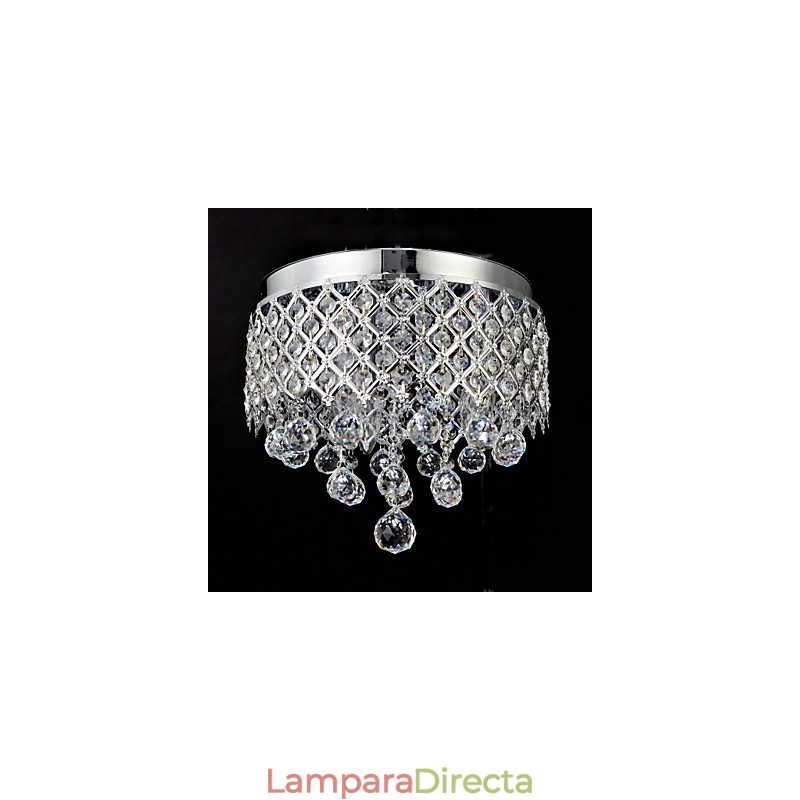 Lámpara empotrada clásica tradicional de metal cromado y cristal