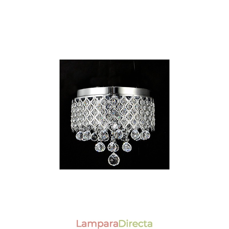 Lámpara empotrada clásica tradicional de metal cromado y cristal