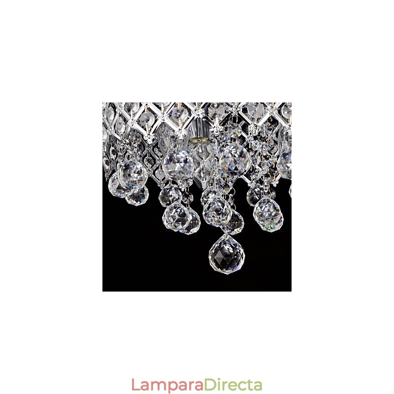 Lámpara empotrada clásica tradicional de metal cromado y cristal