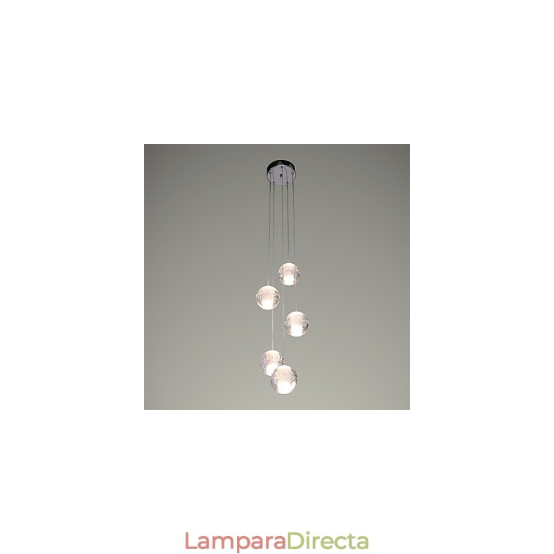 Lámpara colgante moderna, lámpara colgante, luces G4, retrofit, cromado, cristal para escaleras.