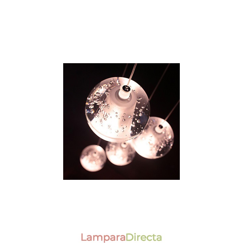 Lámpara colgante moderna, lámpara colgante, luces G4, retrofit, cromado, cristal para escaleras.