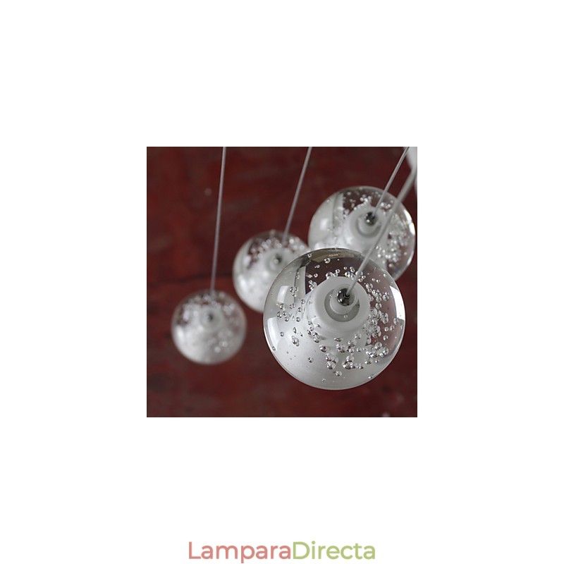Lámpara colgante moderna, lámpara colgante, luces G4, retrofit, cromado, cristal para escaleras.