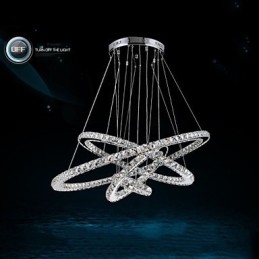 Lámpara colgante moderna de cristal transparente para techo (diámetro de 100 cm, 80 cm, 60 cm y 40 cm).