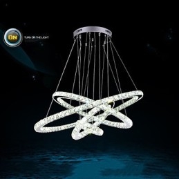Lámpara colgante moderna de cristal transparente para techo (diámetro de 100 cm, 80 cm, 60 cm y 40 cm).