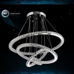 Lámpara colgante moderna de cristal transparente para techo (diámetro de 100 cm, 80 cm, 60 cm y 40 cm).