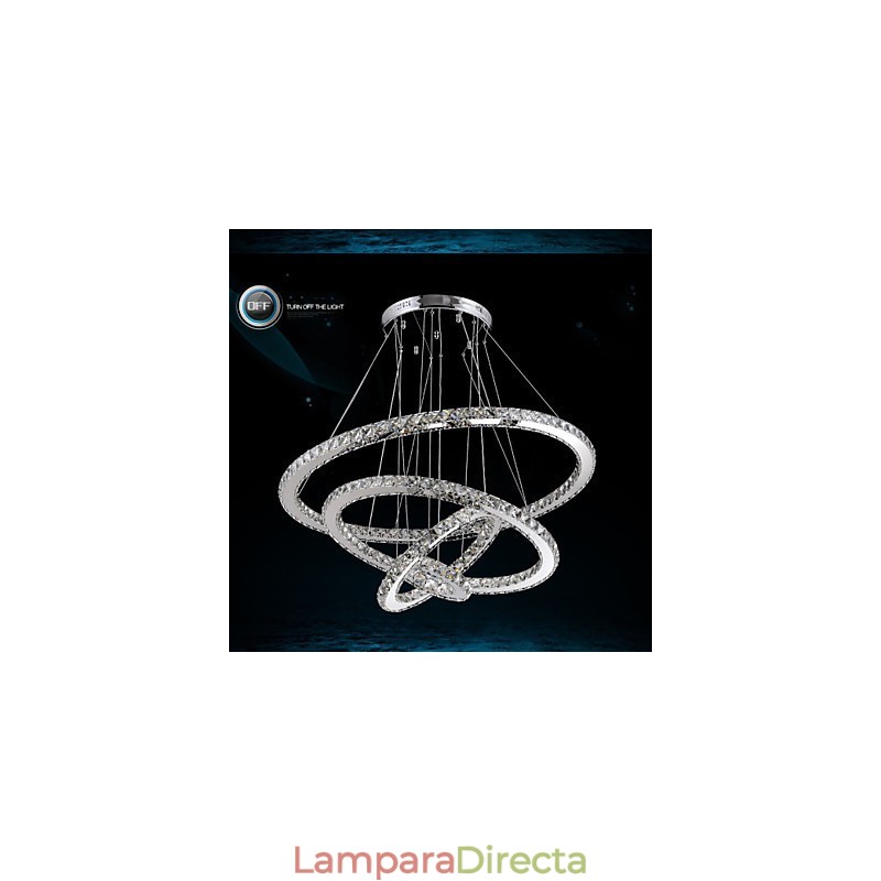 Lámpara colgante moderna de cristal transparente para techo (diámetro de 100 cm, 80 cm, 60 cm y 40 cm).