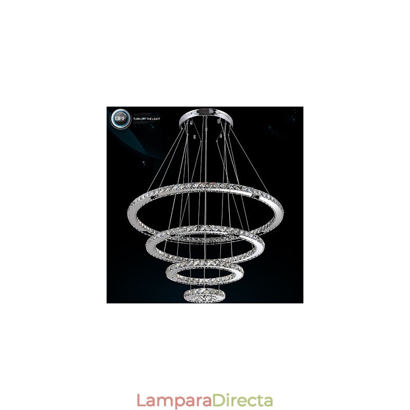 Lámpara colgante moderna de cristal transparente para techo (diámetro de 100 cm, 80 cm, 60 cm y 40 cm).