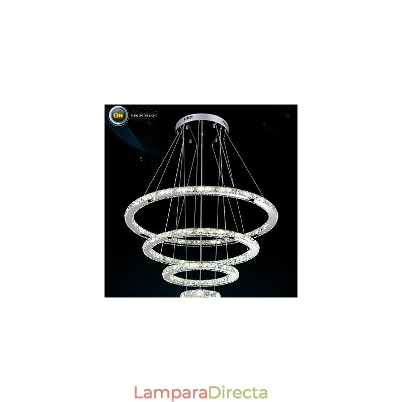 Lámpara colgante moderna de cristal transparente para techo (diámetro de 100 cm, 80 cm, 60 cm y 40 cm).