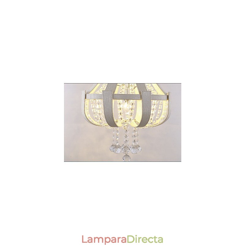 Lámpara de araña creativa de hierro, de cristal y cuero de lujo posmoderna