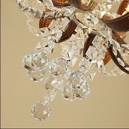 Lámpara de araña creativa de hierro, de cristal y cuero de lujo posmoderna