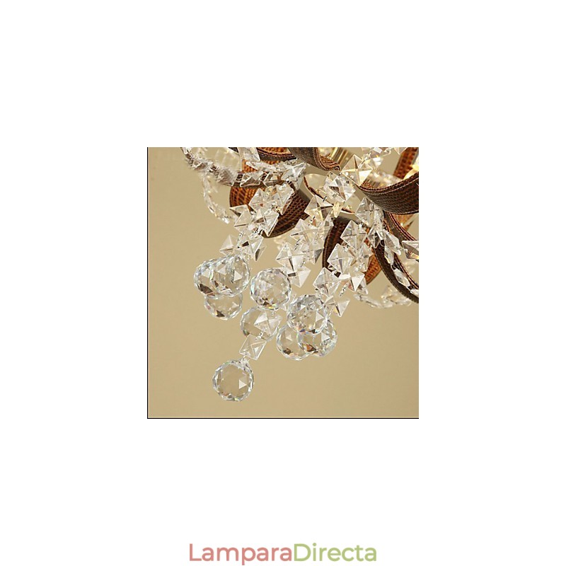 Lámpara de araña creativa de hierro, de cristal y cuero de lujo posmoderna