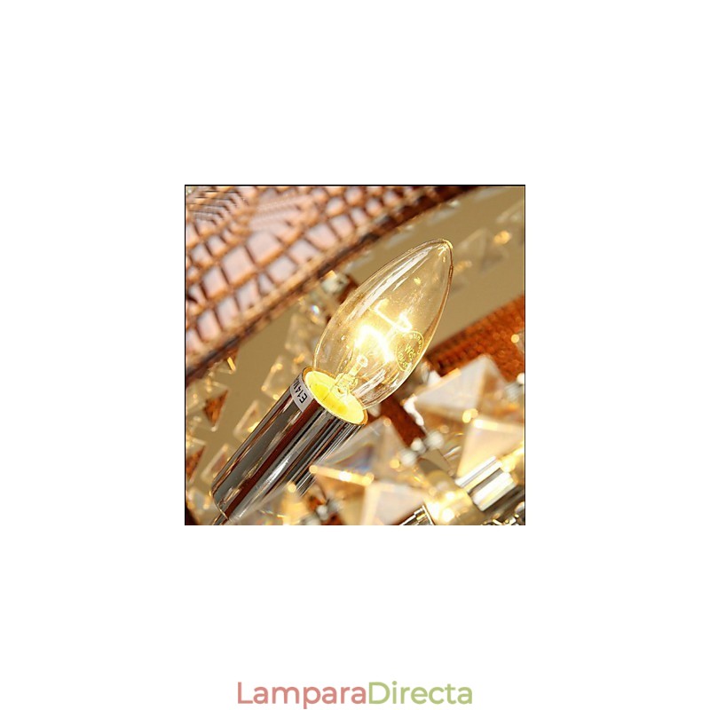 Lámpara de araña creativa de hierro, de cristal y cuero de lujo posmoderna