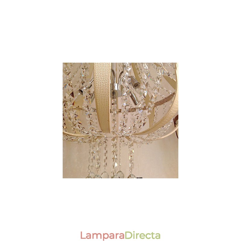 Lámpara de araña creativa de hierro, de cristal y cuero de lujo posmoderna