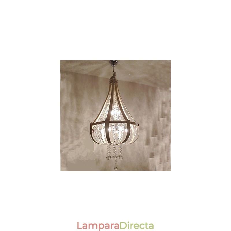 Lámpara de araña creativa de hierro, de cristal y cuero de lujo posmoderna