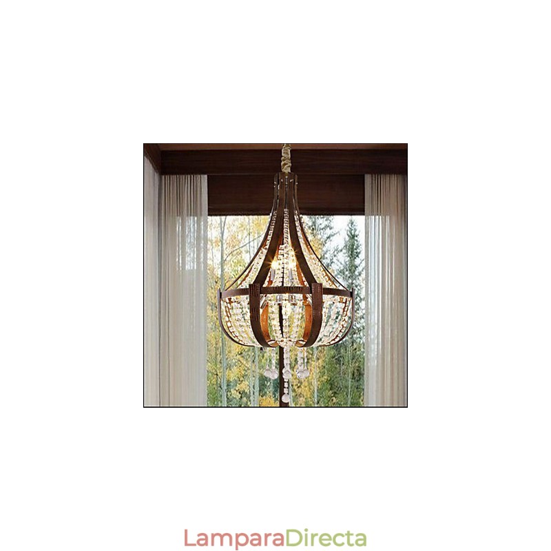 Lámpara de araña creativa de hierro, de cristal y cuero de lujo posmoderna