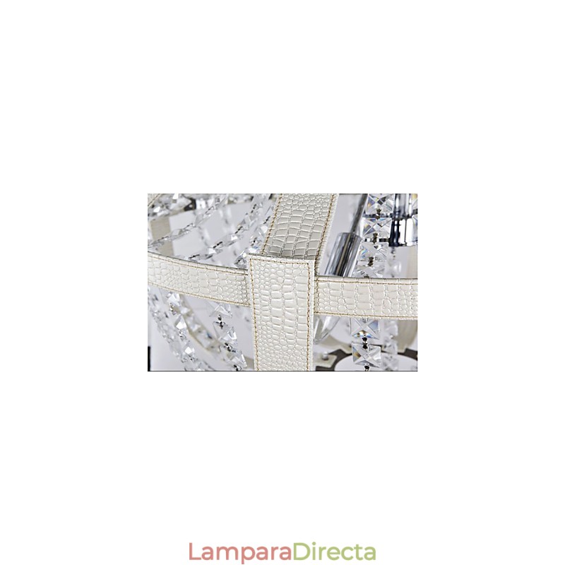 Lámpara de araña creativa de hierro, de cristal y cuero de lujo posmoderna