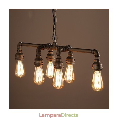 Lámpara colgante industrial vintage estilo loft retro Edison, lámpara colgante de metal con forma de tubería de agua Lámpara colgante industrial vintage estilo loft retro Edison, lámpara colgante de metal con forma de tubería de agua