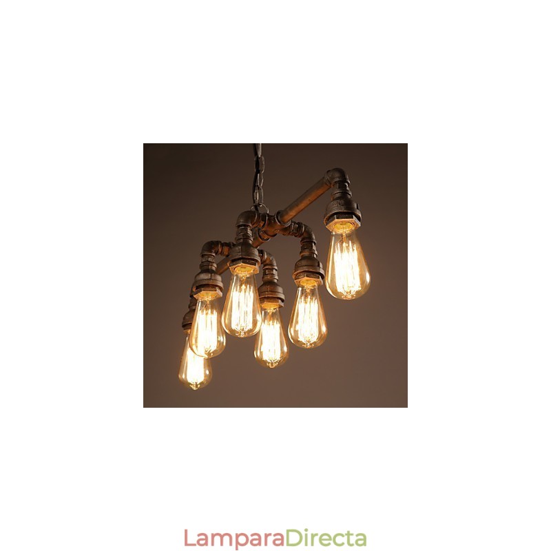 Lámpara colgante industrial vintage estilo loft retro Edison, lámpara colgante de metal con forma de tubería de agua