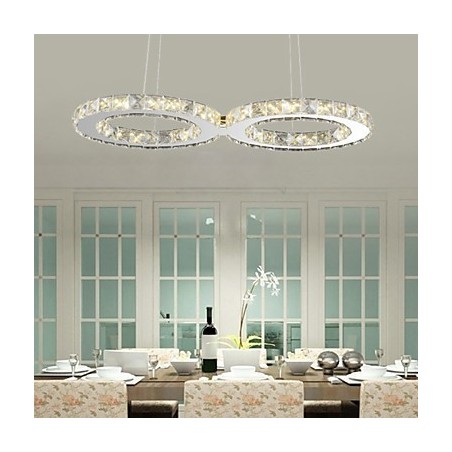 Lámpara colgante contemporánea de metal cromado y cristal Lámpara colgante contemporánea de metal cromado y cristal