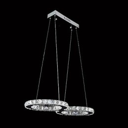Lámpara colgante contemporánea de metal cromado y cristal
