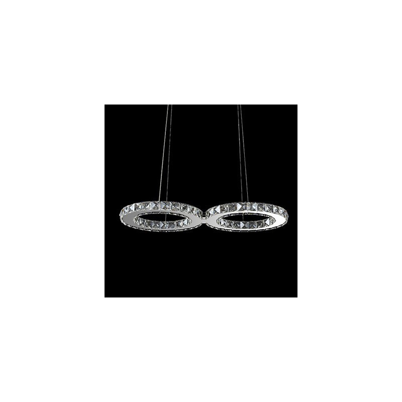 Lámpara colgante contemporánea de metal cromado y cristal