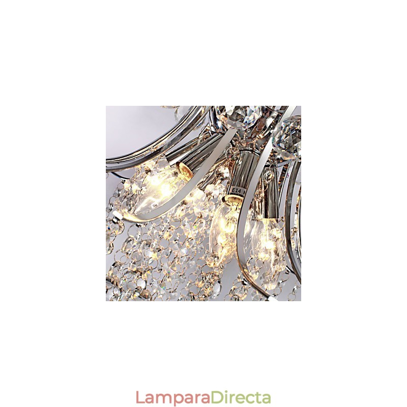 Lámpara colgante de lujo moderna de cristal para sala de estar, 6 luces