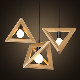 Lámpara colgante triangular de madera de estilo europeo, estilo campestre creativo que restaura las costumbres antiguas.