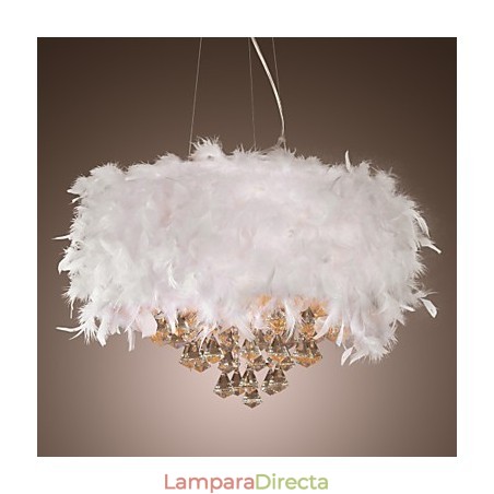 Lámpara colgante moderna y contemporánea de cristal en forma de tambor, estilo mini, galvanizada