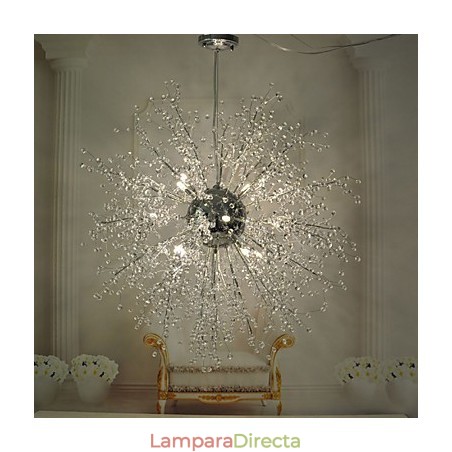 Lámpara colgante de araña de metal cromado con forma de globo de cristal Lámpara colgante de araña de metal cromado con forma de globo de cristal