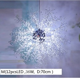 Lámpara colgante de araña de metal cromado con forma de globo de cristal