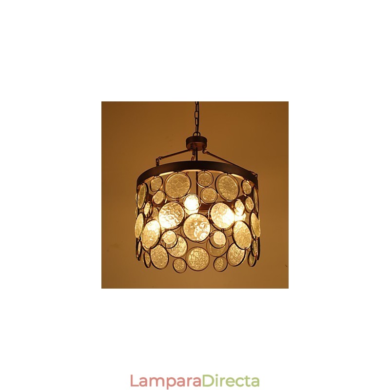 Lámpara de araña de hierro y cristal vintage