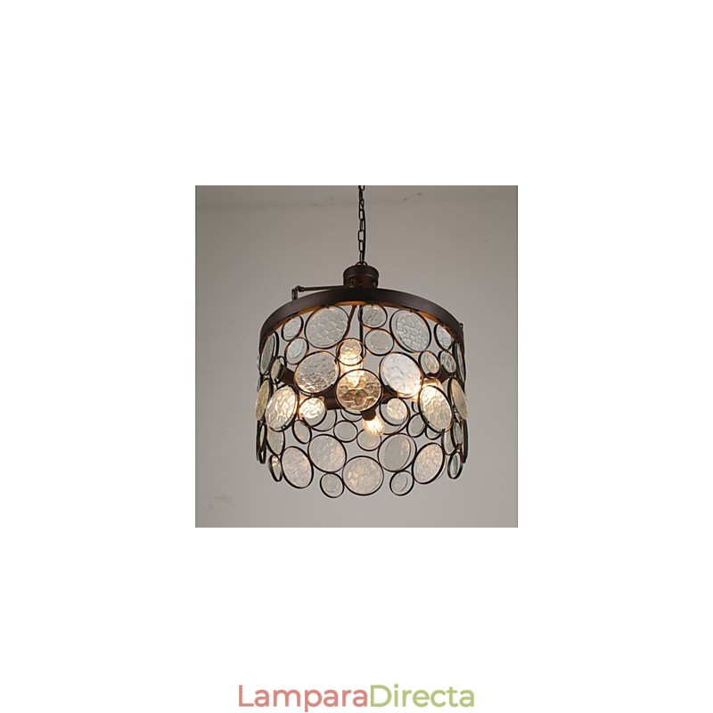 Lámpara de araña de hierro y cristal vintage