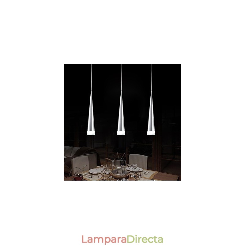Lámpara colgante moderna contemporánea de metal cromado