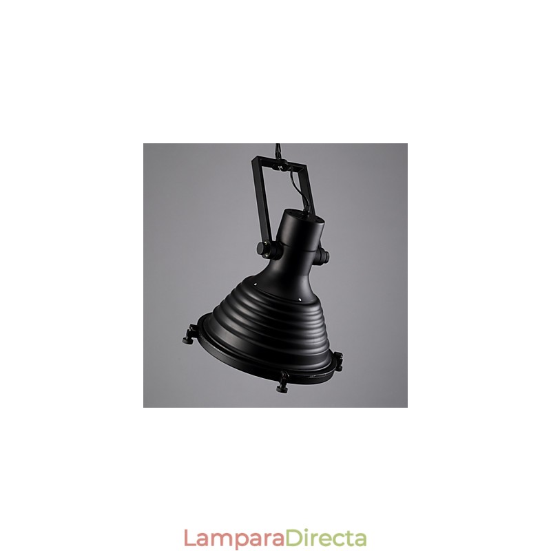Lámpara colgante de hierro retro negra y pantalla de cristal.