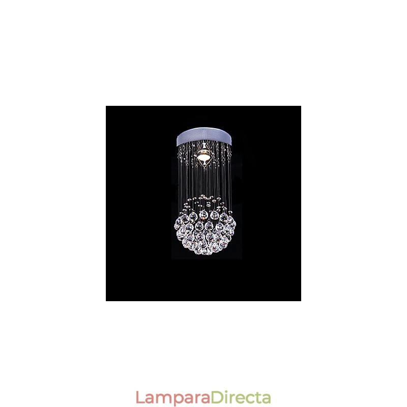 Lámpara de araña moderna contemporánea de metal galvanizado con cristal y montaje empotrado