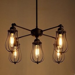 Lámpara colgante de 5 luces, estilo industrial estadounidense que restaura las antiguas costumbres, de hierro forjado, en forma de pomelo.