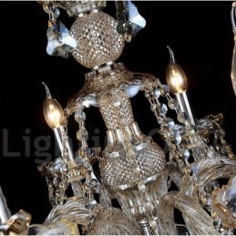 Lámpara de araña moderna de cristal K9 color coñac retro con 8 luces