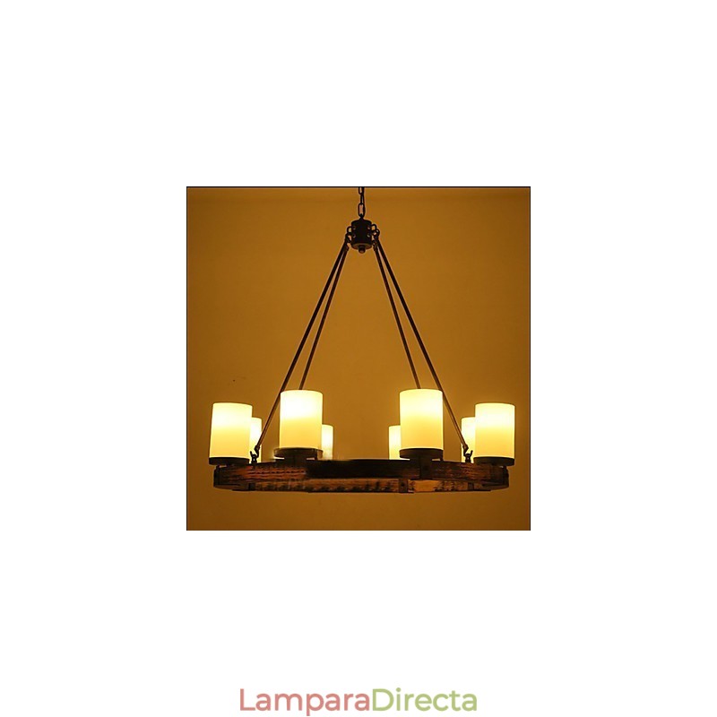 Lámpara de araña de madera antigua vintage