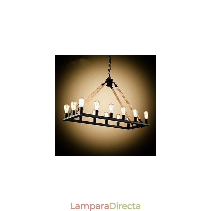 Lámpara colgante de metal con diseño de diseño rural