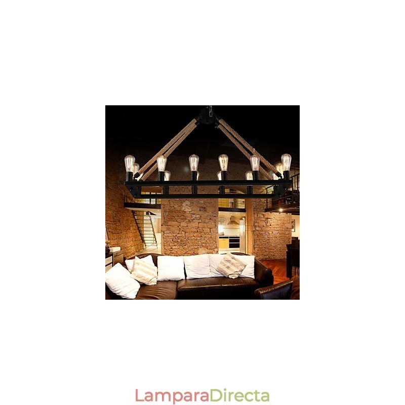 Lámpara colgante de metal con diseño de diseño rural
