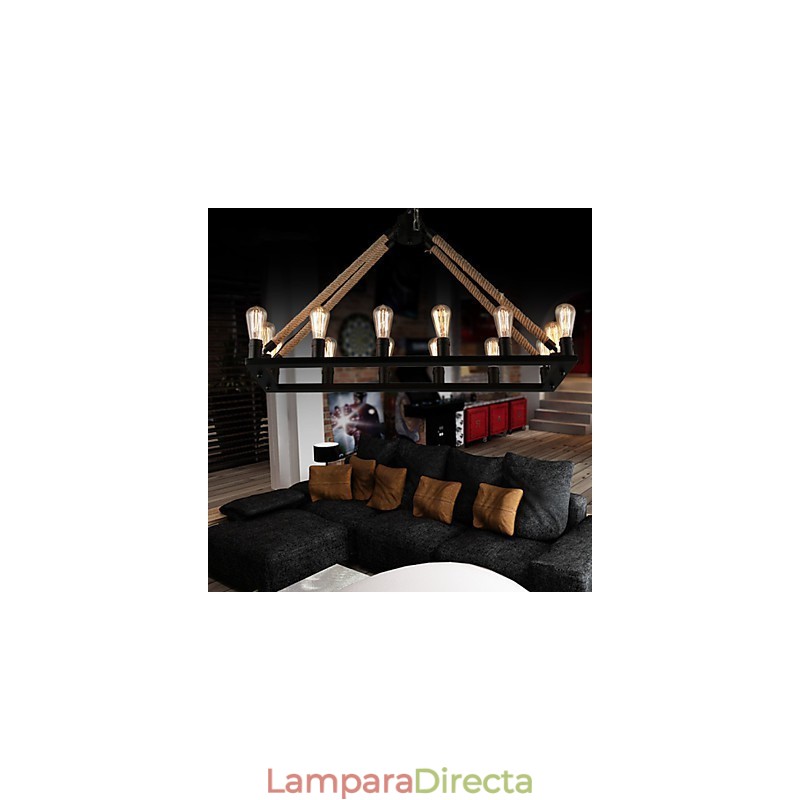 Lámpara colgante de metal con diseño de diseño rural